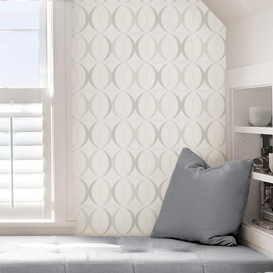 NuWallpaper Circulate Light Silver Peel & Stick Wallpaper
